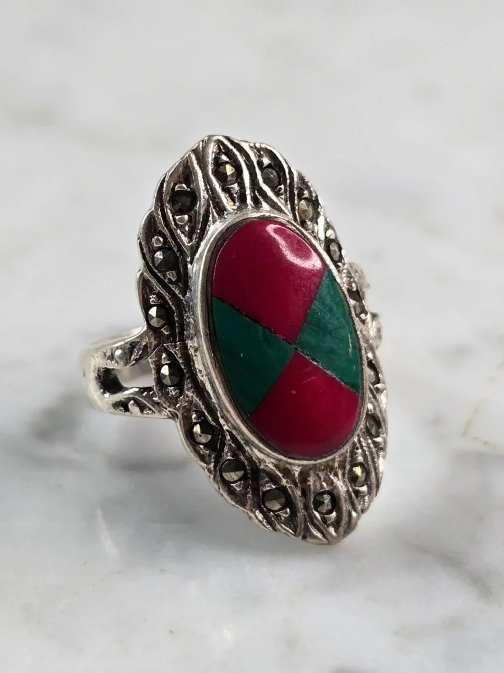 Womens Vintage Estate Sterling Silver Southwestern Zuni Ring 6.2g E649